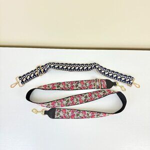 Adjustable Woven Crossbody Bag Straps (Set of 2) | Floral Jacquard + Geo